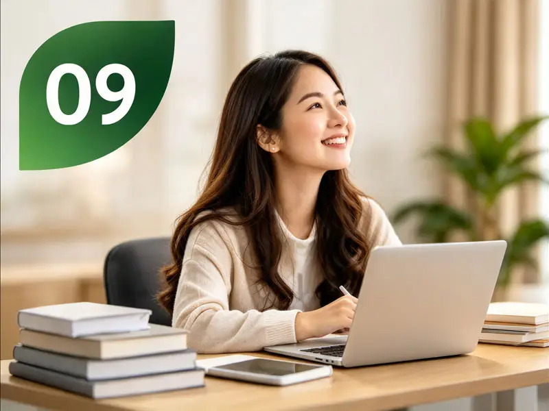 Icon mua cho con: cô gái trẻ học trên laptop
